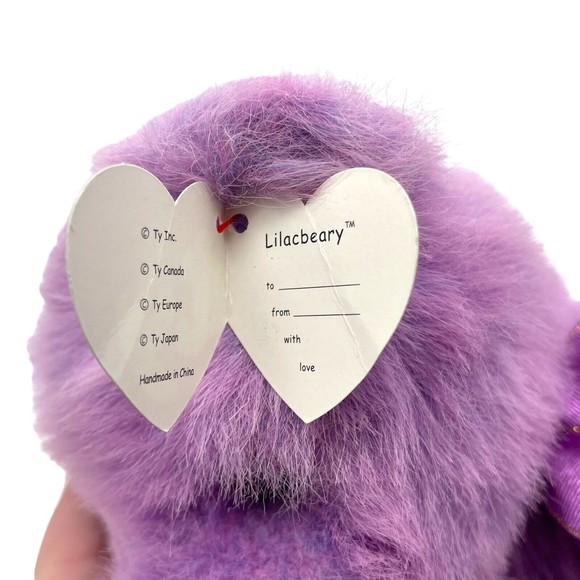TY Beanie Classic Collection 1999 LILACBEARY The Plush Bear Stuffed Animal Toy - Picture 9 of 11